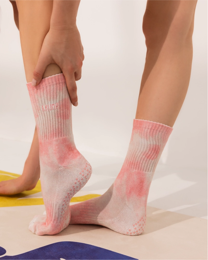 Grip crew socks for pilates, yoga, and fitness sessions