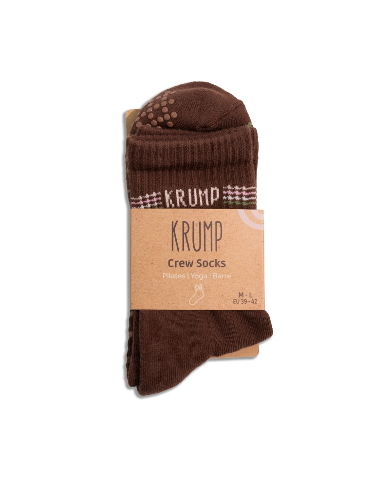 Soft and supportive pilates grip socks in elegant pine cone