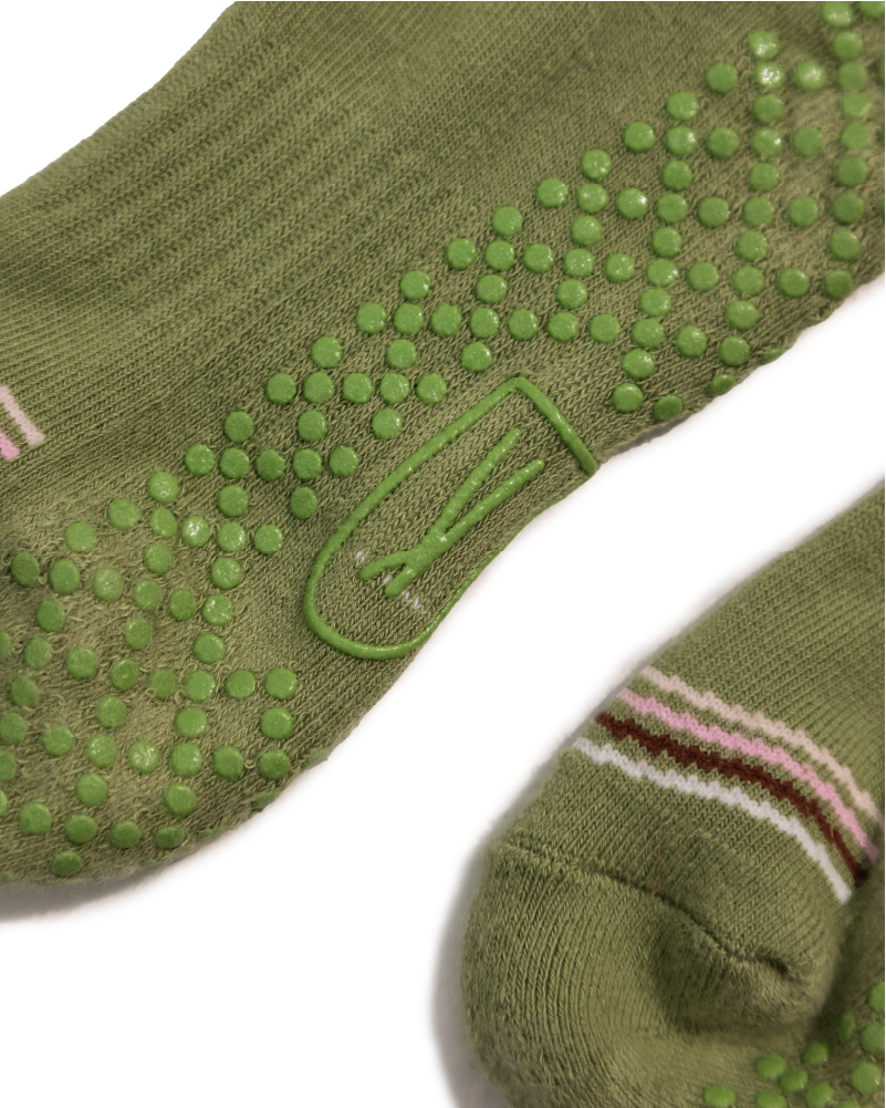 Krump sage green grip socks for pilates sessions